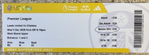 Leeds V Chelsea Match Ticket 3/12/2025 Premier League for sale on Ebay