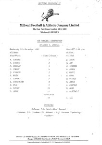 PROGRAMME / TEAMSHEET - MILLWALL v ARSENAL RESERVES - 7 DECEMBER 1983 for sale on Ebay