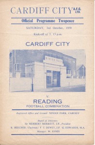 Cardiff City Reserves v Reading (Combination) 1959/1960 for sale on Ebay