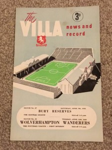 1954/5 Aston Villa v Bury Res / Wolves. Div 1.  vgc for sale on Ebay