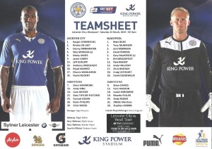 LEICESTER CITY v BLACKPOOL 15.03.14 CHAMPIONSHIP TEAM SHEET for sale on Ebay