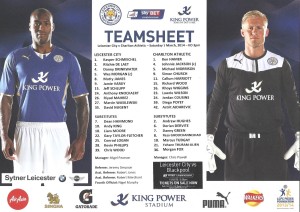 LEICESTER CITY v CHARLTON ATHLETIC 01.03.14 CHAMPIONSHIP TEAM SHEET for sale on Ebay