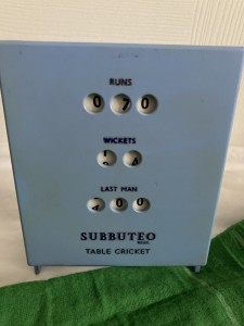 VINTAGE  SUBBUTEO TABLE CRICKET SCOREBOARD AND MAT for sale on Ebay