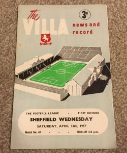 1956/7 Div 1 Aston Villa v Sheff Wed. .vgc for sale on Ebay