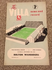 1955/6 Div 1 Aston Villa v Bolton Wanderers.   vgc for sale on Ebay