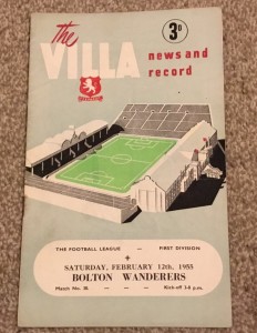 1954/5 Div 1 Aston Villa v Bolton Wanderers.  good for sale on Ebay
