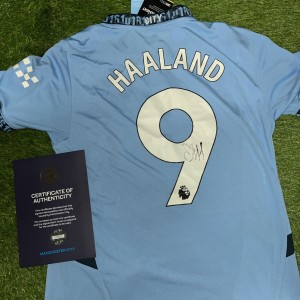 Erling Haaland #9 Hand Signed Manchester City Football Shirt with Club COA 07625 for sale on Ebay