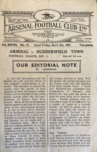 Arsenal v Huddersfield Town Div 1 1946/47 for sale on Ebay