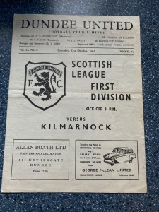 Dundee United v Kilmarnock 21st October 1961 for sale on Ebay
