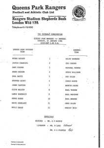 PROGRAMME / TEAMSHEET - QUEENS PARK RANGERS v ARSENAL RESERVES - 21 JANUARY 1986 for sale on Ebay