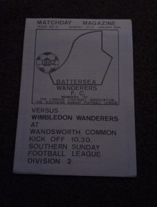 Battersea Wanderers V Wimbledon Wanderers January 1985 Football Programme for sale on Ebay