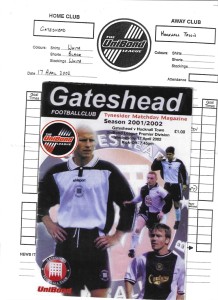 01/02 GATESHEAD V HUCKNALL TOWN (UNIBOND PREMIER LEAGUE) for sale on Ebay