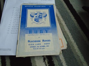 BURY V BLACKBURN ROVERS 1955-6 for sale on Ebay
