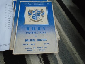 BURY V BRISTOL ROVERS 1954-5 for sale on Ebay
