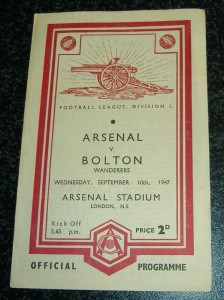 Arsenal v Bolton 1947/48 for sale on Ebay