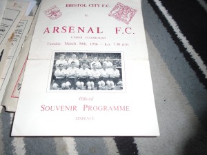 BRISTOL CITY V ARSENAL 1953-4 FLOODLIGHT FRIENDLY ( PLEASE SEE DETAILS ) for sale on Ebay