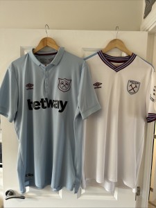 West Ham Football Shirts Men’s Size Extra Large XL. X2. One Blue. One White. for sale on Ebay