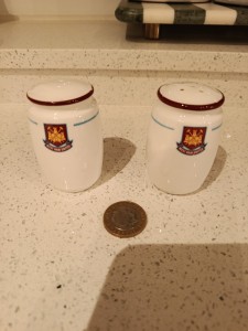 West Ham Crested Salt & Pepper Pots for sale on Ebay