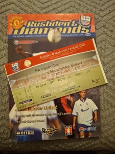 Rushden & Diamonds v Manchester United Youth Cup programme & TICKET.  25/11/2003 for sale on Ebay