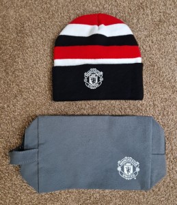 Official Manchester United 24/25 Beanie Hat and Wash Bag for sale on Ebay