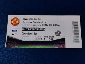 Manchester United vs Newcastle United Ticket 2008 Premiership Directors Box for sale on Ebay