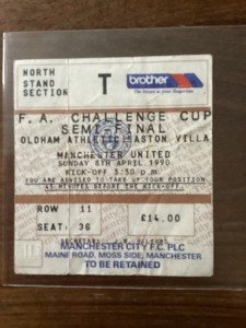 Genuine FA Cup Semi Final Match Ticket Oldham v Manchester Utd 8/4/1990 for sale on Ebay