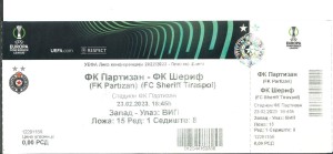 FK Partizan  v FC Sheriff Tiraspol, Europa Conference league Ticket 2022/23 for sale on Ebay