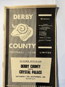 1965 Football Programme, Derby County v Crystal Palace for sale on Ebay