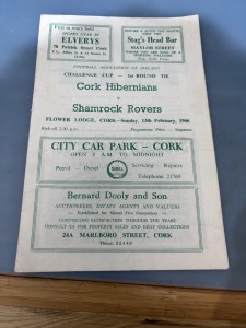 CORK HIBERNIANS v SHAMROCK ROVERS Feb 1966 FAI CHALLENGE CUP for sale on Ebay