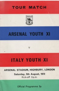 1972/73 ATSENAL YOUTH V X1 V ITALIAN YOUTH X1 TOU MATCH for sale on Ebay