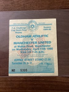 Genuine FA Cup Semi Final Replay Ticket, Oldham v Manchester Utd, 11/4/1990 for sale on Ebay