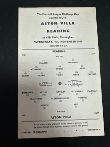 Aston Villa v Reading 1964/65 League Cup   (39/21) for sale on Ebay
