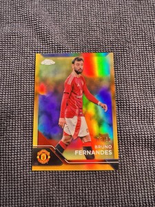 Bruno Fernandes Topps Manchester United Chrome Deluxe Gold /50 MC-13 for sale on Ebay