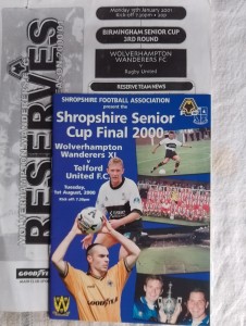 2000/1 Wolves v Rugby United/Telford United Brum SenCup Shropshire Senior  Final for sale on Ebay
