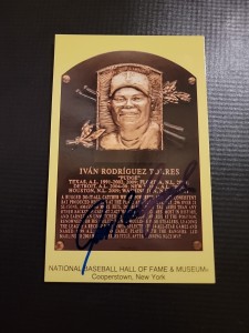 IVAN RODRIGUEZ SIGNED GOLD HALL OF FAME PLAQUE CARD AUTOGRAPH TEXAS RANGERS  for sale on Ebay