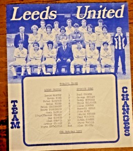 Leeds United v Ipswich Town Division One 6 October 1979 team sheet for sale on Ebay