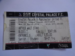 2017/18 Premier League Crystal Palace v Manchester United Ticket Stub for sale on Ebay