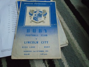BURY V LINCOLN CITY 1953-4 for sale on Ebay
