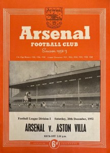 Arsenal (Champions) v Aston Villa Div 1 1952/53 for sale on Ebay