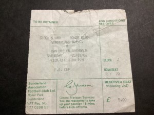 TICKET STUB- MANCHESTER UNITED v Sunderland FACup 25th Jan 1986 for sale on Ebay