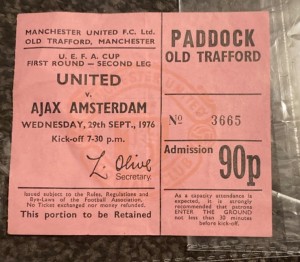 Manchester United vs Ajax Ticket sept 1976 ~ Paddock Old Trafford U.E.F.A Cup for sale on Ebay