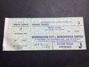 TICKET STUB- MANCHESTER UNITED v Birmingham Away complete ticket 11 Nov 1978 for sale on Ebay