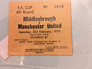 Middlesborough V Man United 1970 FA CUP  6th Round ticket for sale on Ebay