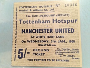 Tottenham Hotspur V Man United FA Cup 3rd Round Replay  1968 ticket for sale on Ebay