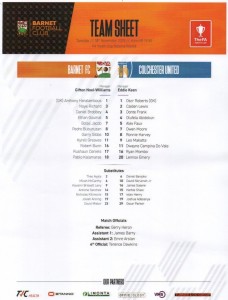 BARNET U 18 V COLCHESTER UNITED U 18 FAYC 25/26 TEAM SHEET for sale on Ebay