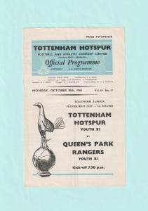 1961-1962 SOUTHERN JUNIOR FLOODLIGHT CUP : TOTTENHAM v QUEENS PARK RANGERS YOUTH for sale on Ebay