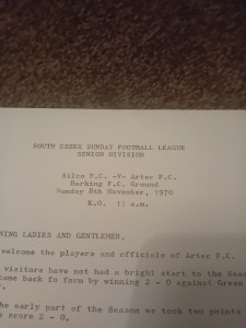 Silco FC V Artec FC South Essex Sunday Senior Division 1970 Football Programme for sale on Ebay