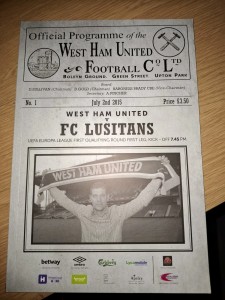 West Ham United Vs FC Lusitans Football Programme (2 July 2015) for sale on Ebay