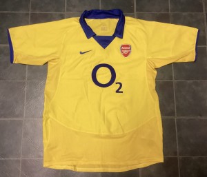 Arsenal 2003/04 Away  Yellow Nike O2 Boys Large 14-16 Vintage & near mint for sale on Ebay