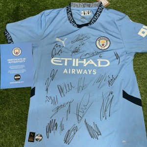 Manchester City 2024/25 Squad Signed home Shirt club COA 07621 18 signatures for sale on Ebay
